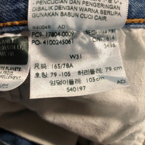 Levis 501 CT Jeans Mens 34x27 Light Stonewash Distressed Button Fly Taper - Picture 13 of 13